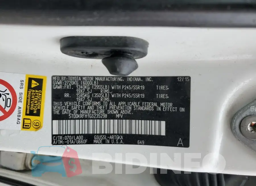 5TDDKRFH1GS235298 Photo# 13