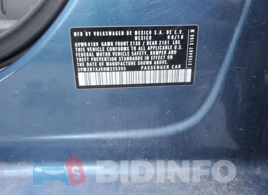 3VW2B7AJ5HM225393 Photo# 12