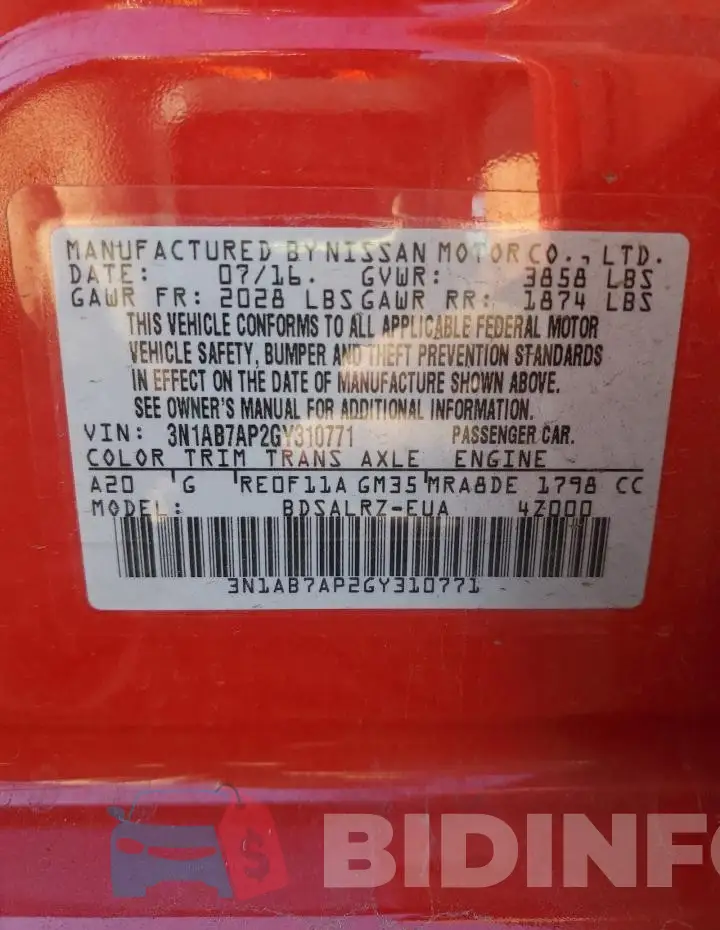 3N1AB7AP2GY310771 Photo# 12