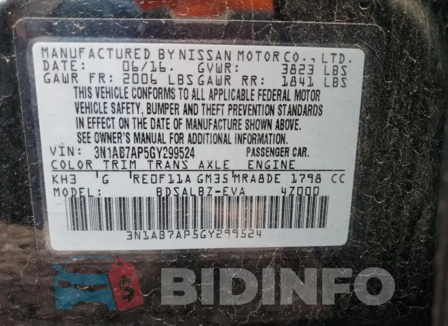 3N1AB7AP5GY299524 Photo# 12