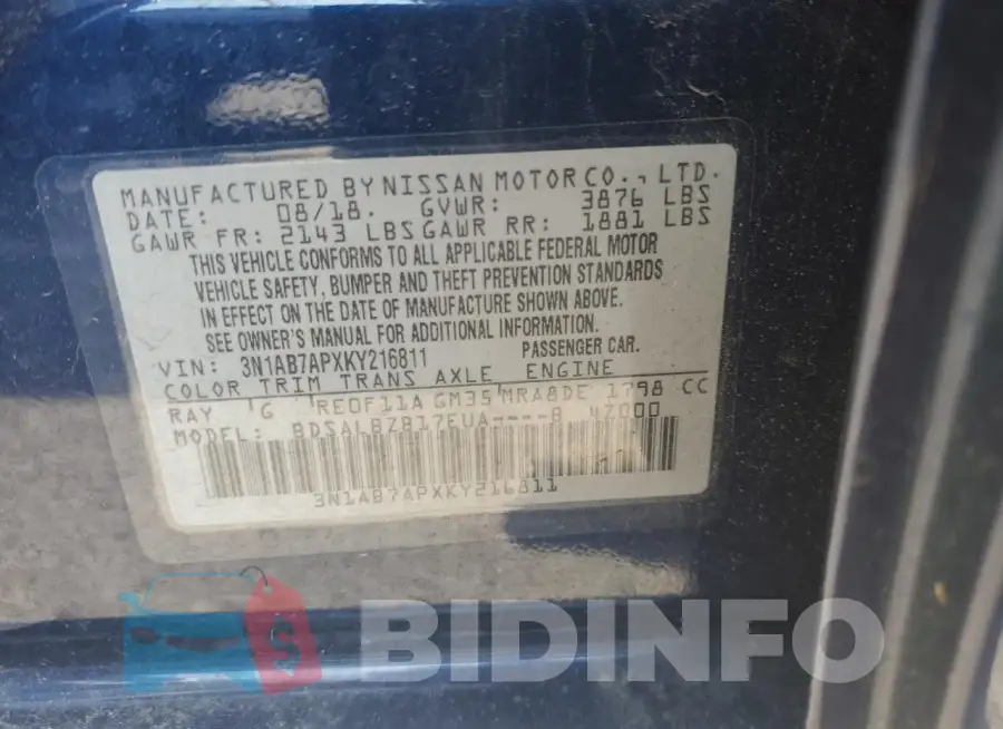 3N1AB7APXKY216811 Photo# 12