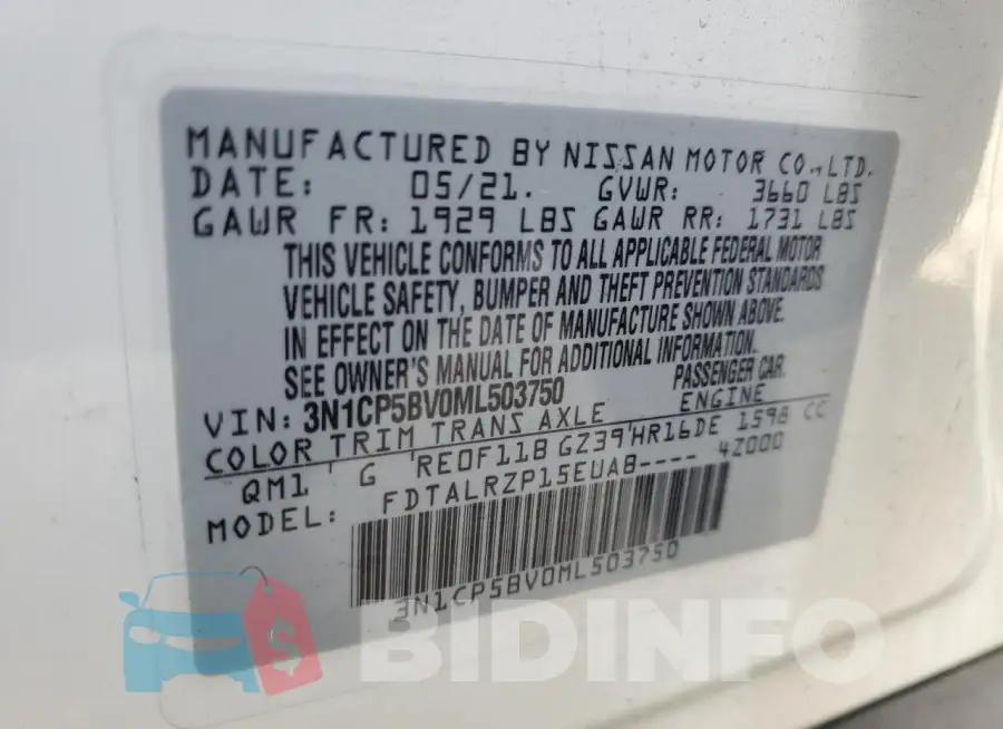 3N1CP5BV0ML503750 Photo# 12