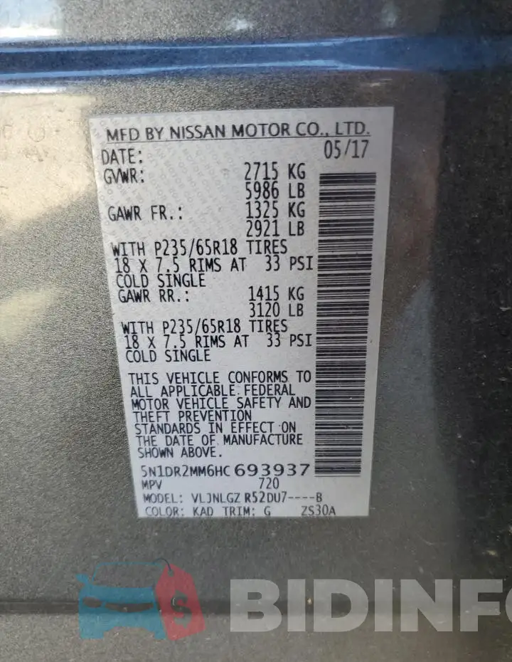 5N1DR2MM6HC693937 Photo# 12