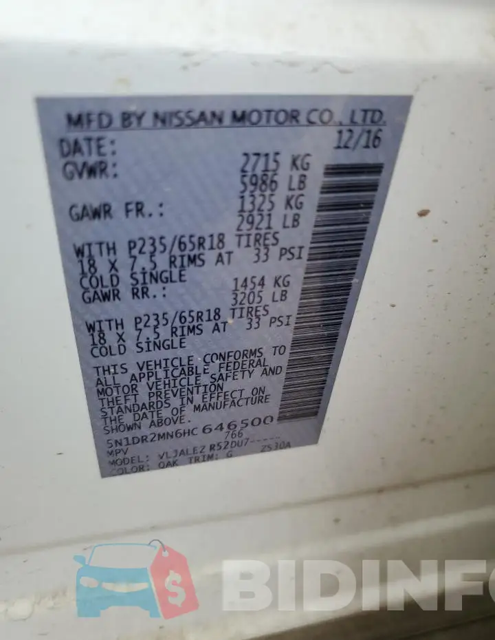 5N1DR2MN6HC646500 Photo# 12