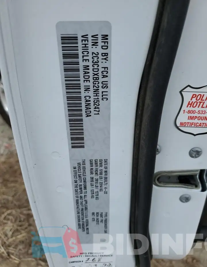 2C3CDXBG2NH152471 Photo# 13