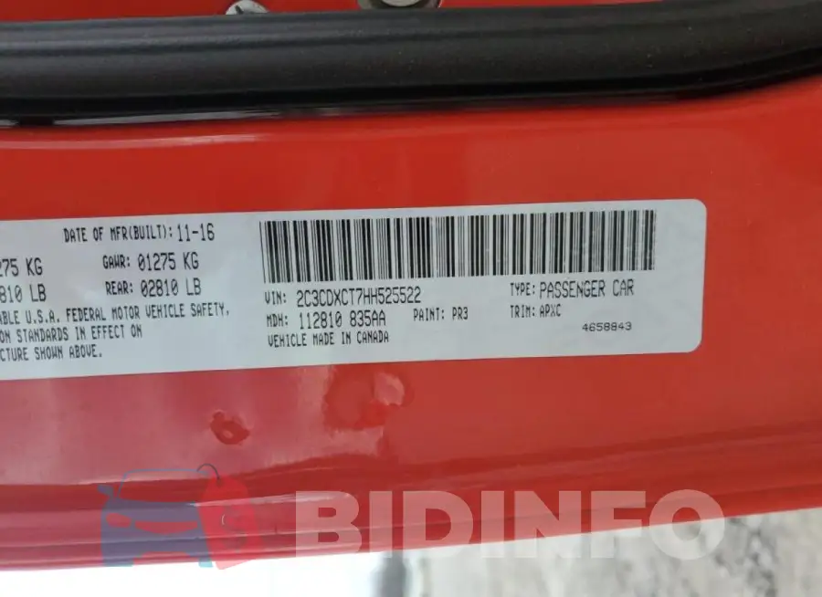 2C3CDXCT7HH525522 Photo# 12