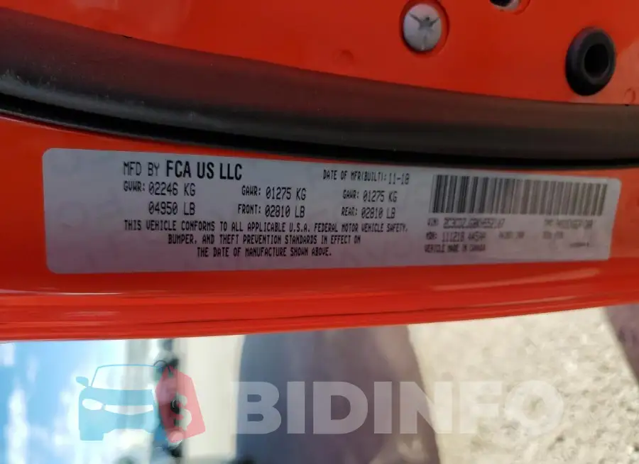 2C3CDZJG8KH552107 Photo# 12