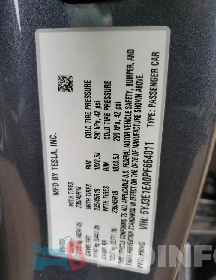 5YJ3E1EA0PF664011 Photo# 12