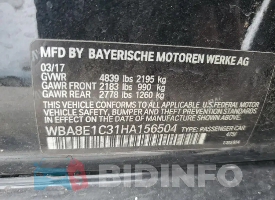 WBA8E1C31HA156504 Photo# 12