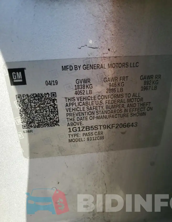 1G1ZB5ST9KF206643 Photo# 12