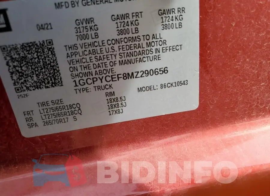 1GCPYCEF8MZ290656 Photo# 12