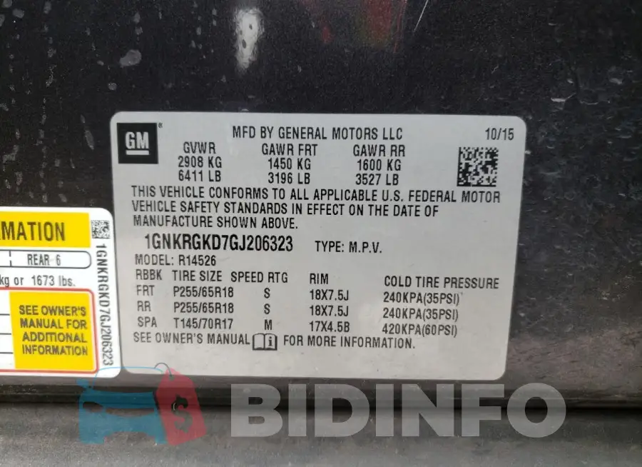 1GNKRGKD7GJ206323 Photo# 13