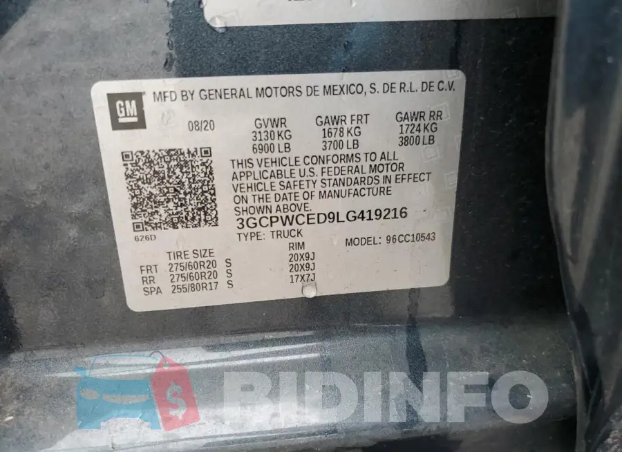 3GCPWCED9LG419216 Photo# 12