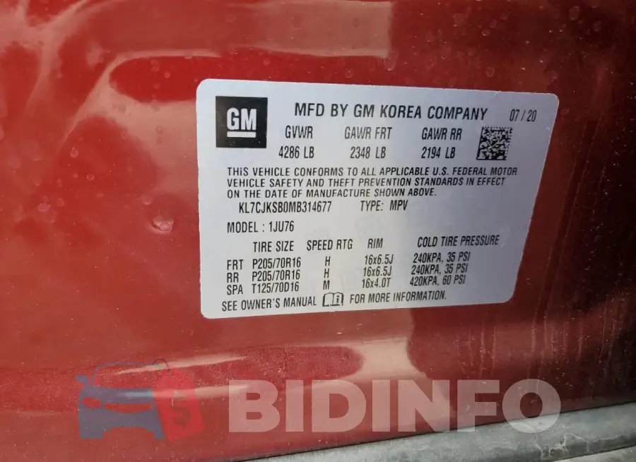 KL7CJKSB0MB314677 Photo# 12