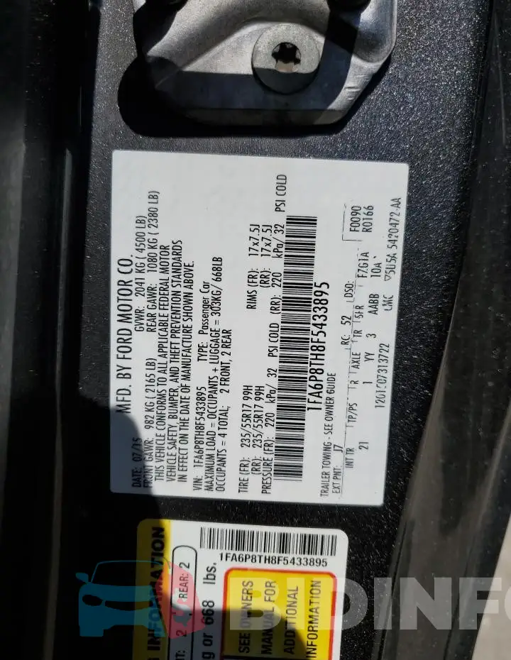 1FA6P8TH8F5433895 Photo# 13