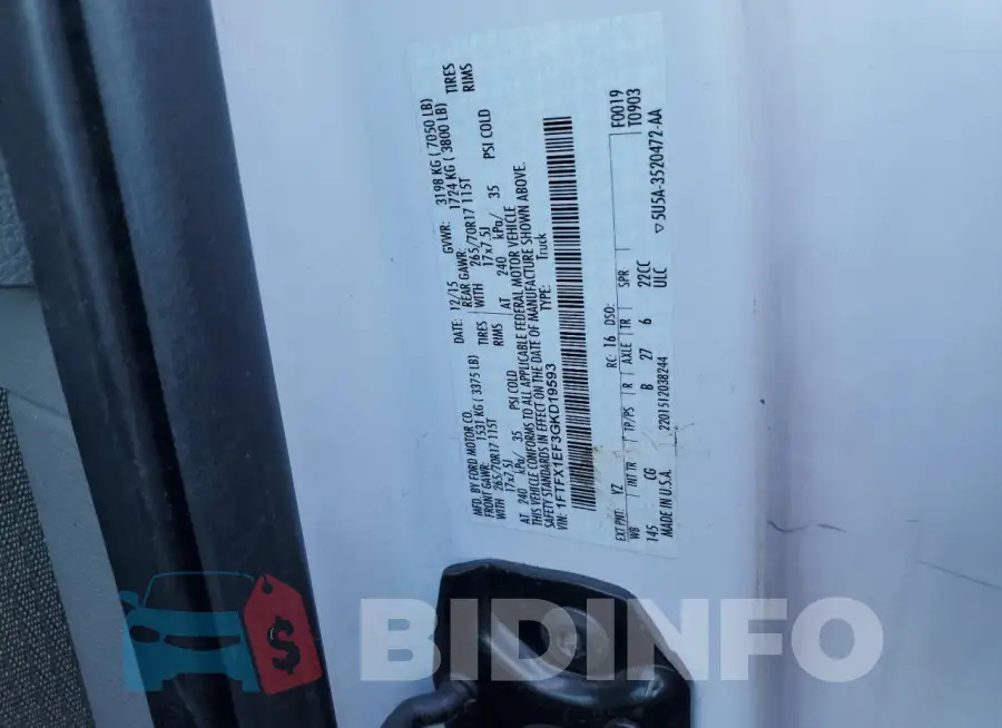 1FTFX1EF3GKD19593 Photo# 12
