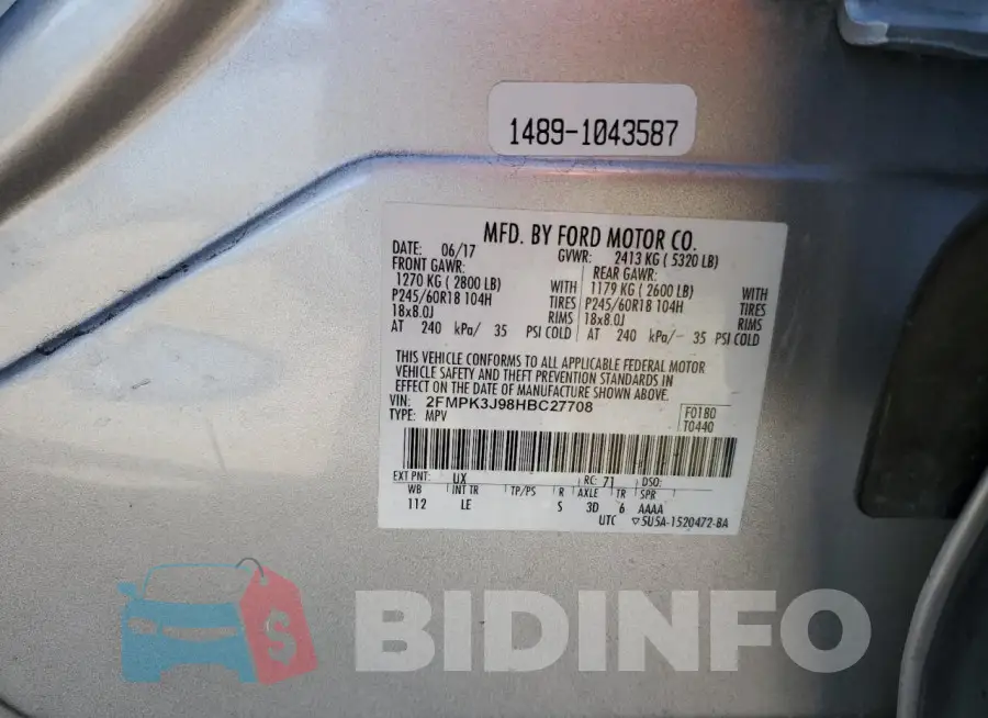 2FMPK3J98HBC27708 Photo# 13