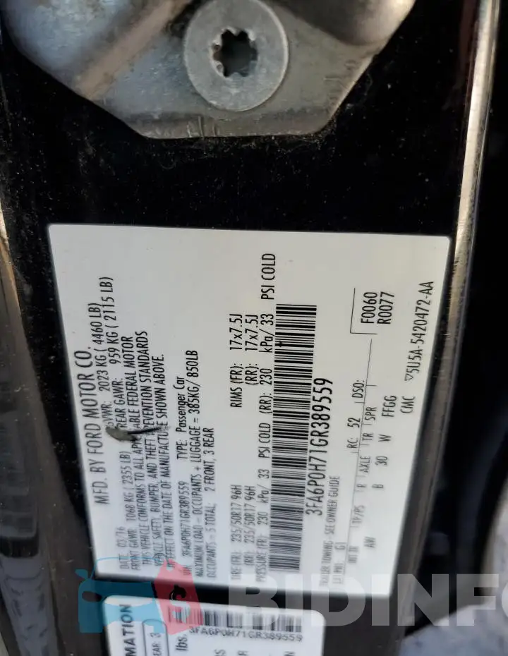 3FA6P0H71GR389559 Photo# 12