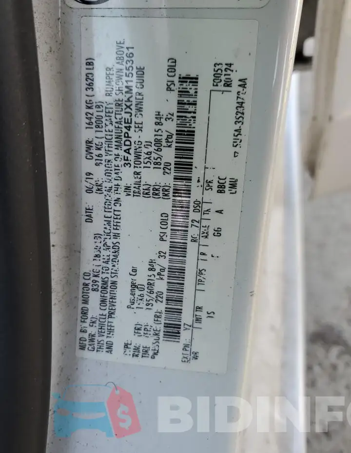 3FADP4EJXKM155361 Photo# 12