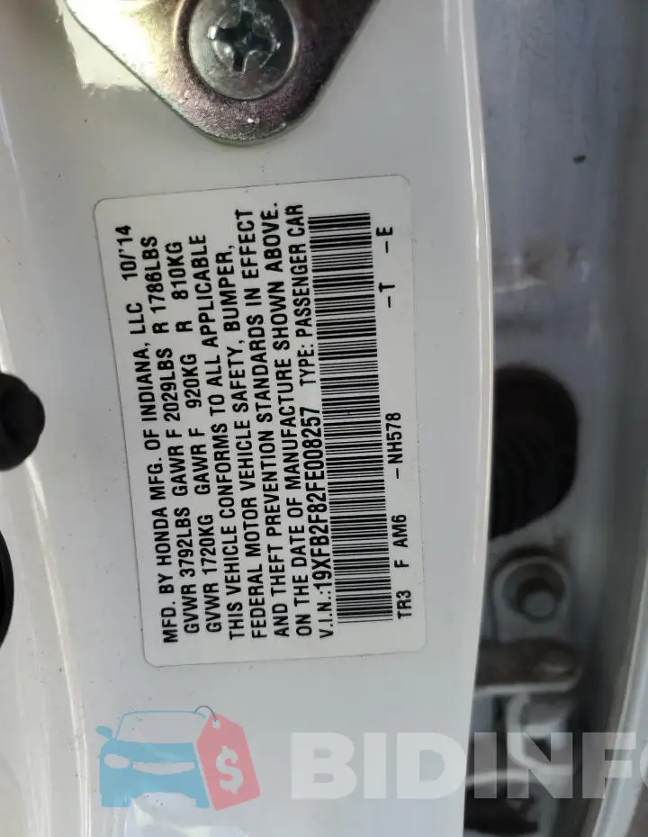 19XFB2F82FE008257 Photo# 12