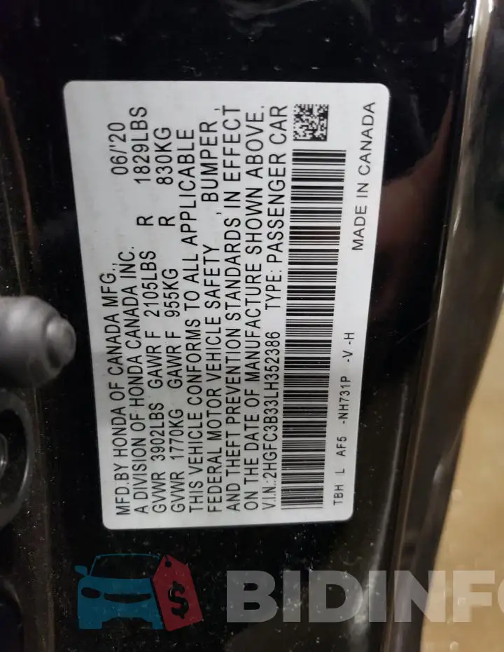 2HGFC3B33LH352386 Photo# 12