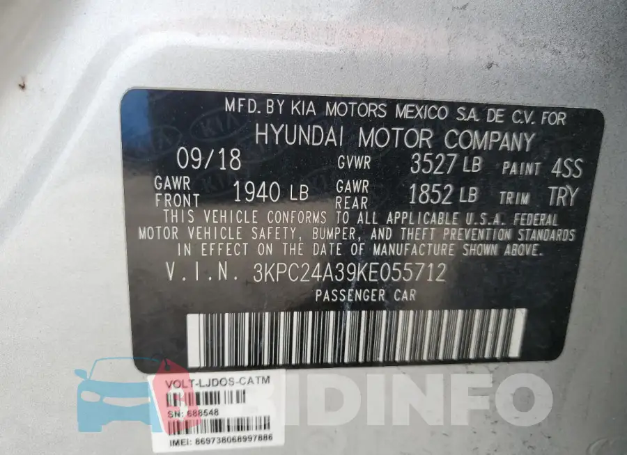 3KPC24A39KE055712 Photo# 13
