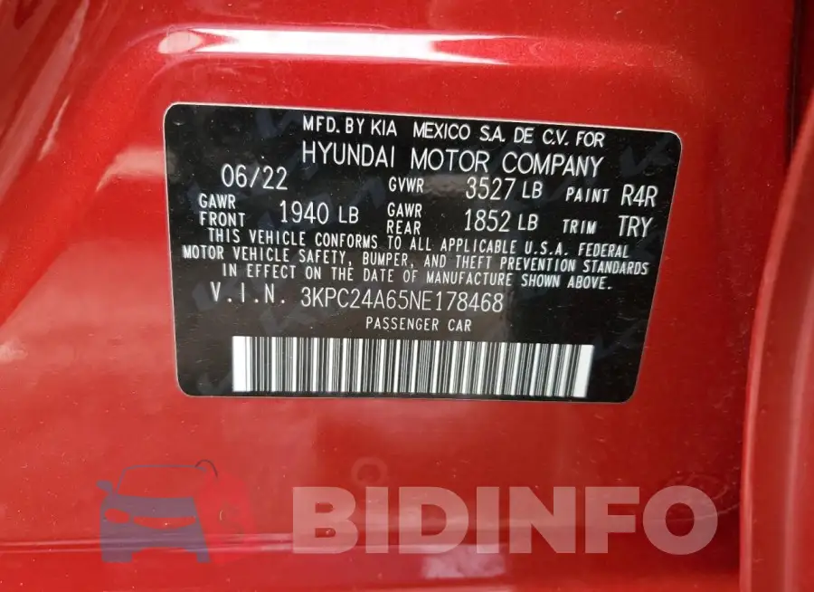 3KPC24A65NE178468 Photo# 13