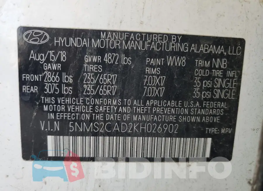 5NMS2CAD2KH026902 Photo# 12