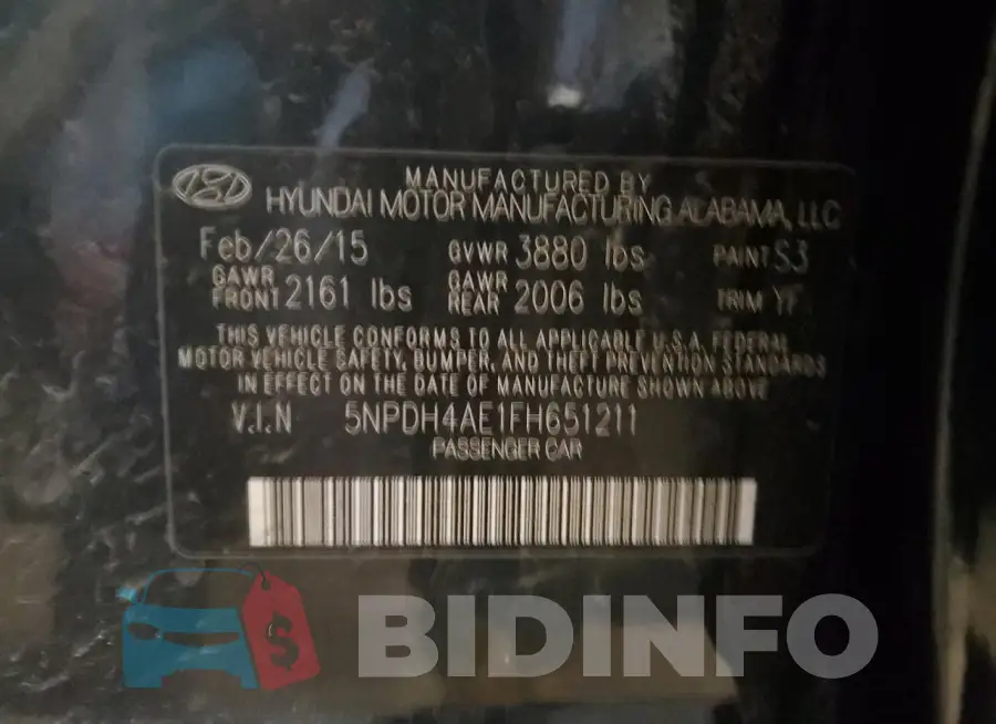 5NPDH4AE1FH651211 Photo# 12