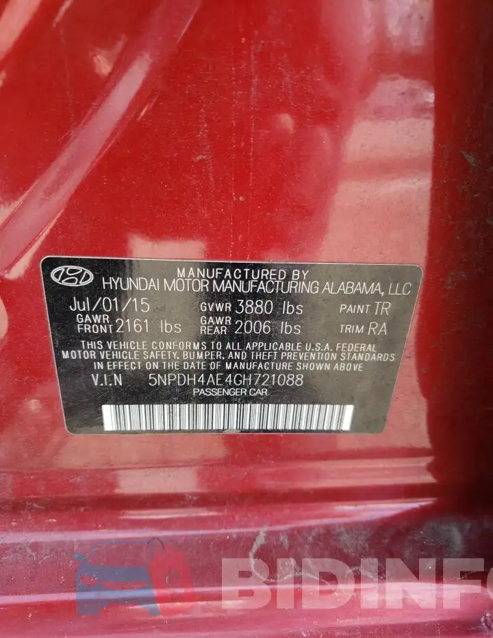 5NPDH4AE4GH721088 Photo# 13