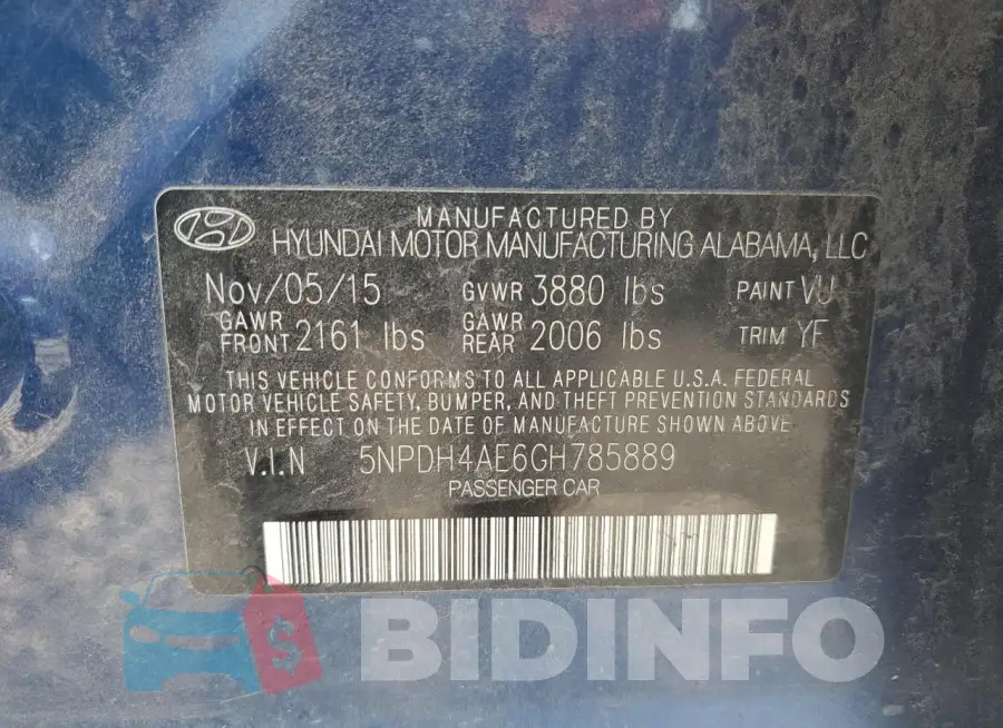 5NPDH4AE6GH785889 Photo# 13