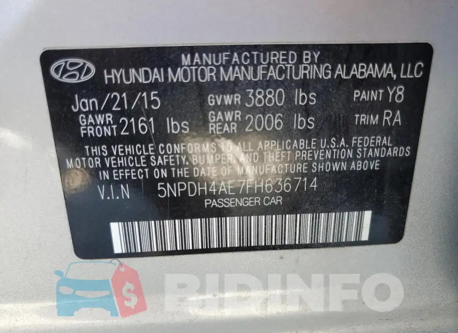 5NPDH4AE7FH636714 Photo# 12