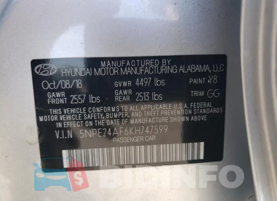 5NPE24AF6KH747599 Photo# 12