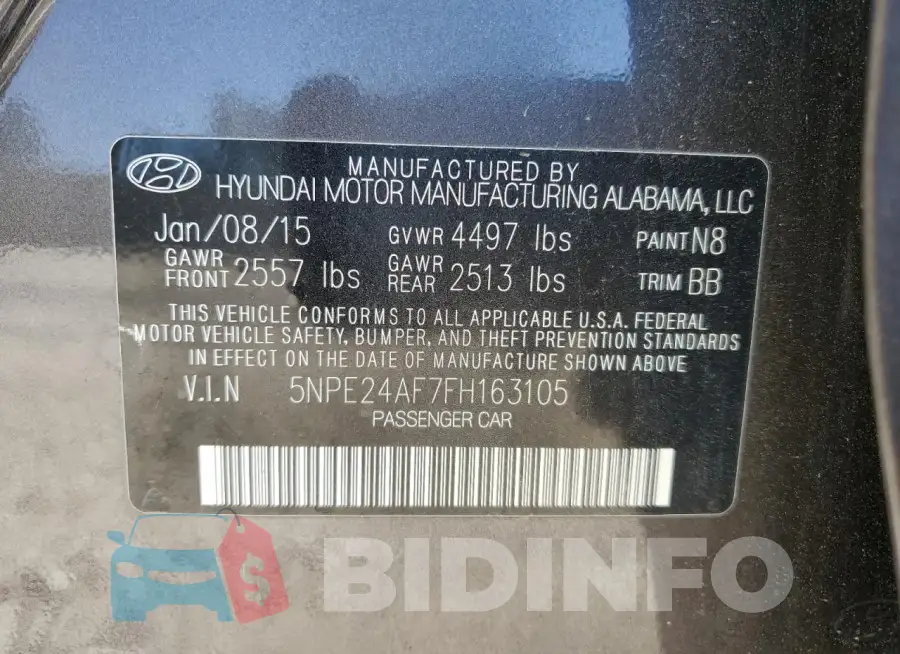 5NPE24AF7FH163105 Photo# 12