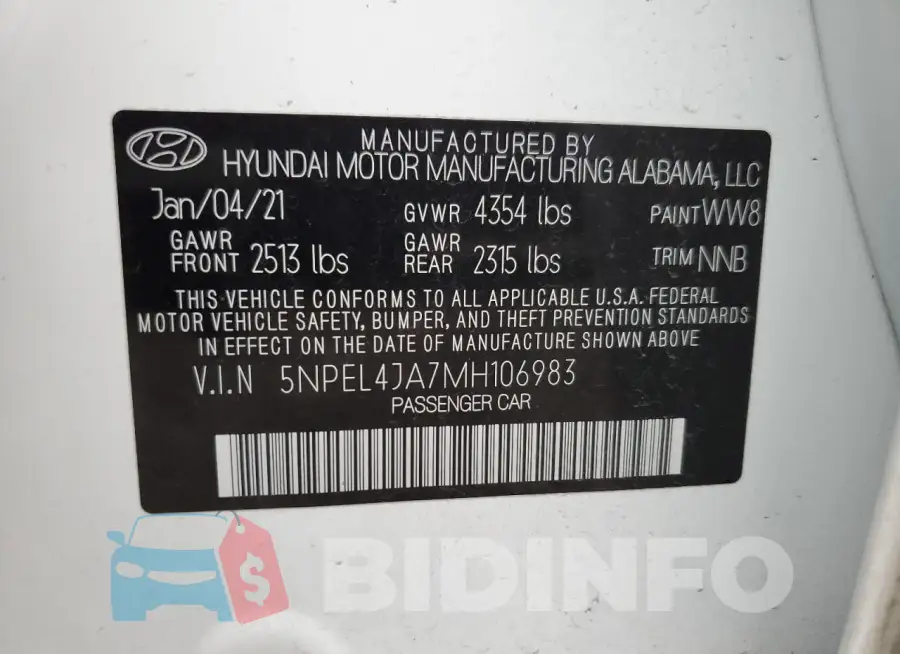 5NPEL4JA7MH106983 Photo# 12
