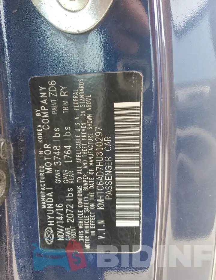 KMHTC6AD7HU310297 Photo# 12