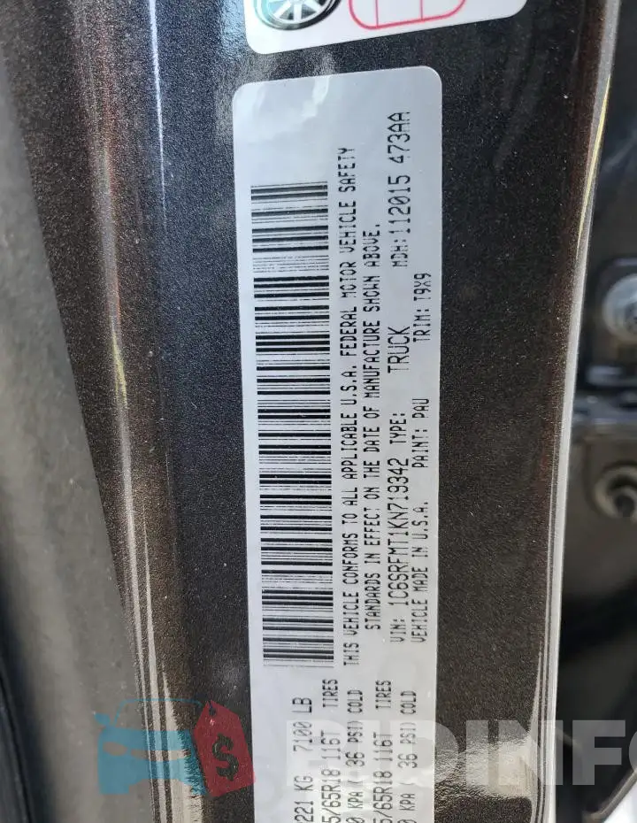 1C6SRFMT1KN719342 Photo# 12