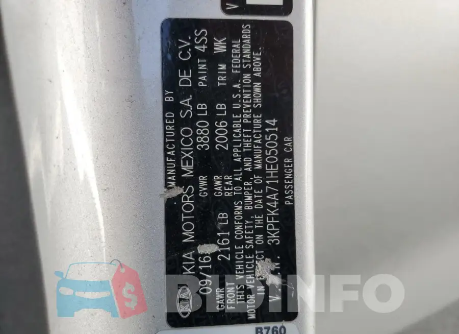 3KPFK4A71HE050514 Photo# 12
