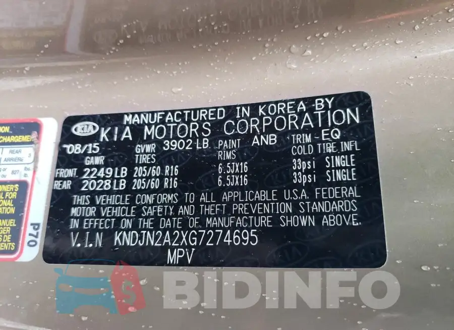 KNDJN2A2XG7274695 Photo# 13