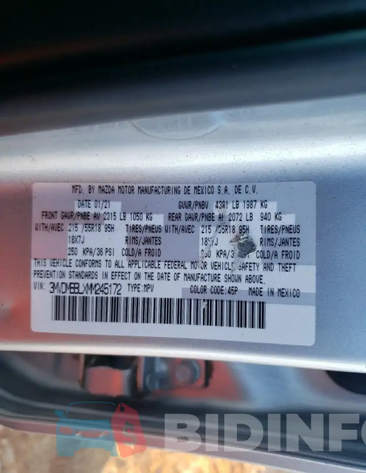 3MVDMBBLXMM245172 Photo# 12