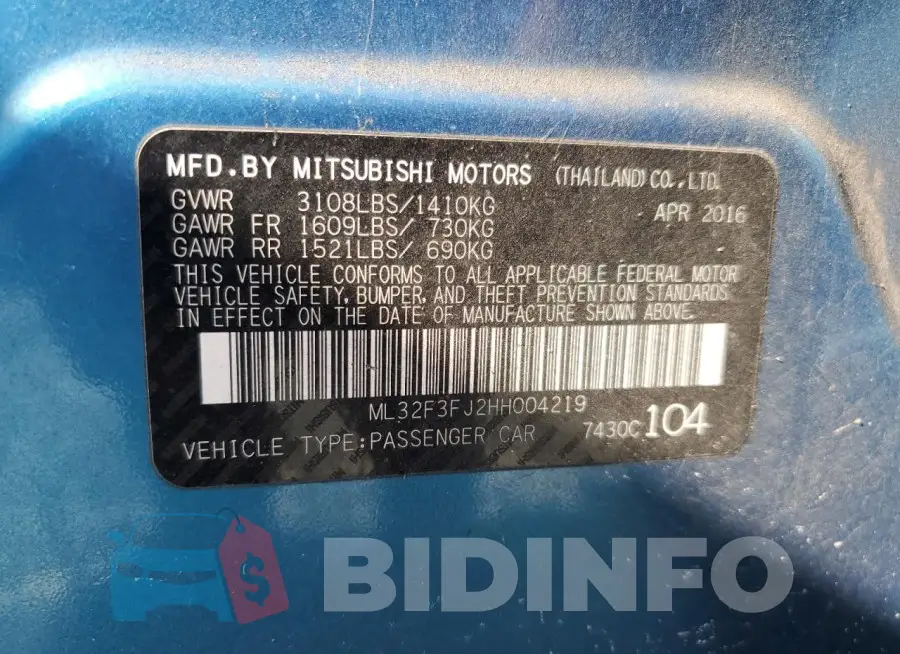 ML32F3FJ2HH004219 Photo# 13