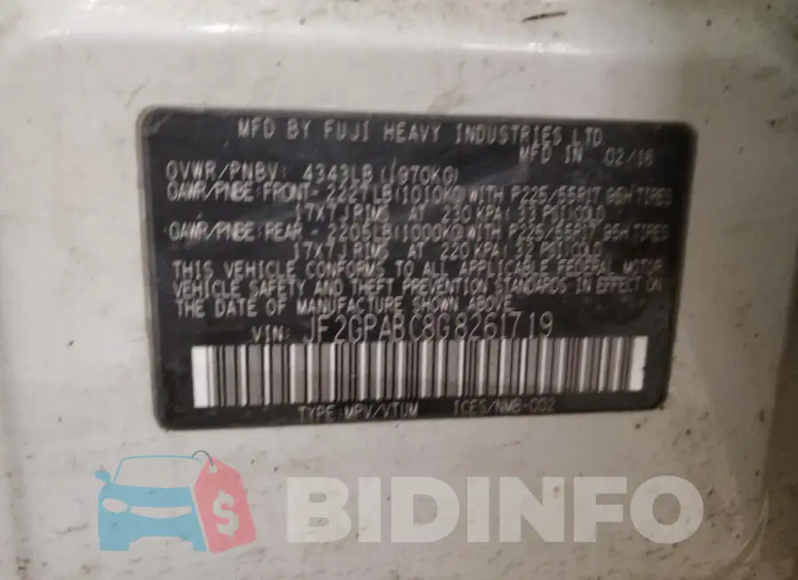 JF2GPABC8G8261719 Photo# 12
