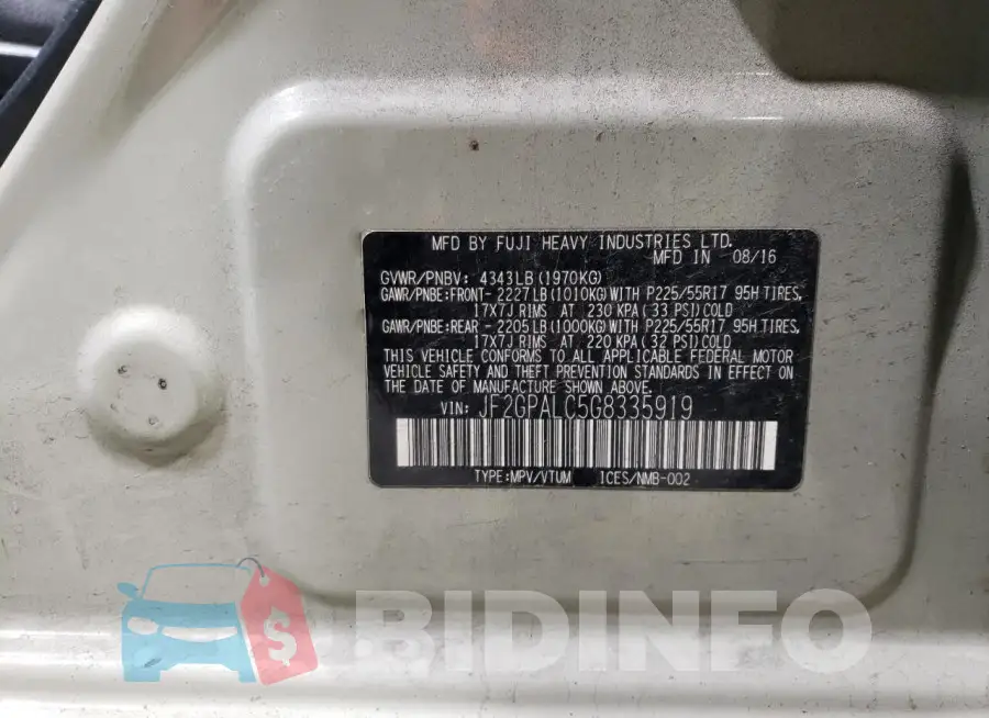 JF2GPALC5G8335919 Photo# 12