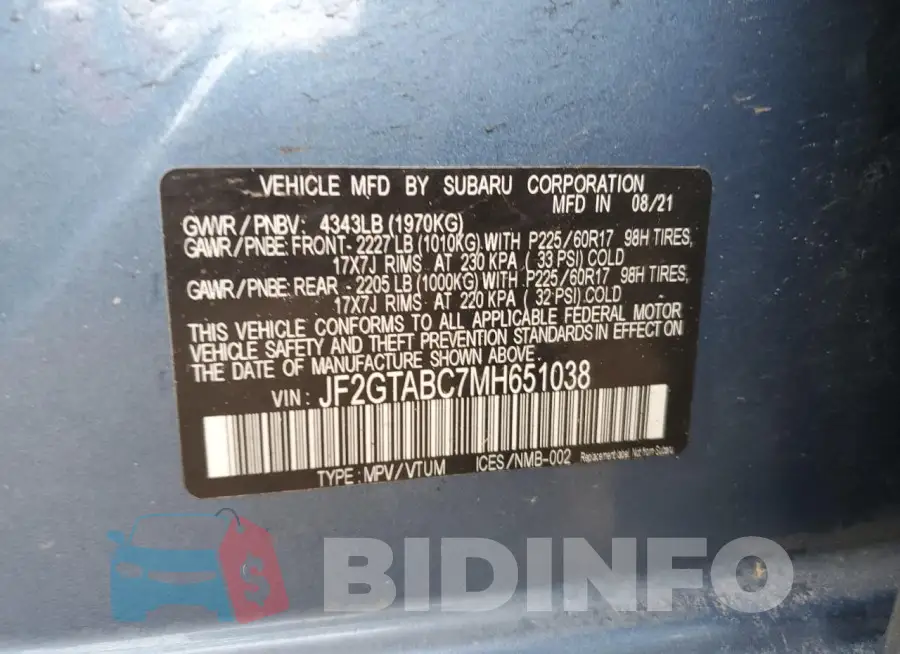 JF2GTABC7MH651038 Photo# 13