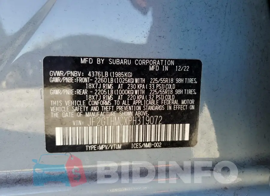 JF2GTHMCXPH319072 Photo# 13