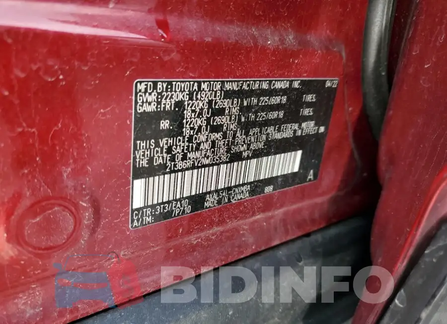 2T3B6RFV2NW035382 Photo# 13