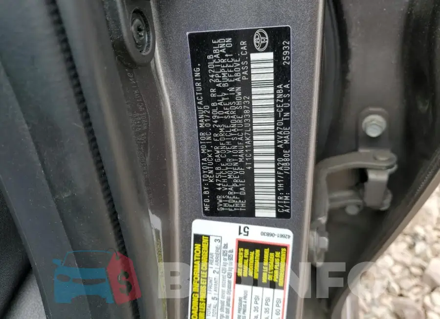 4T1C11AK7LU338732 Photo# 13