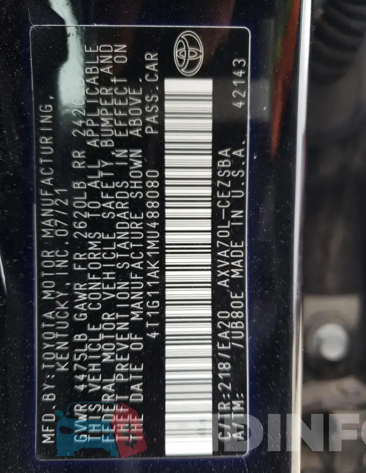 4T1G11AK1MU488080 Photo# 12