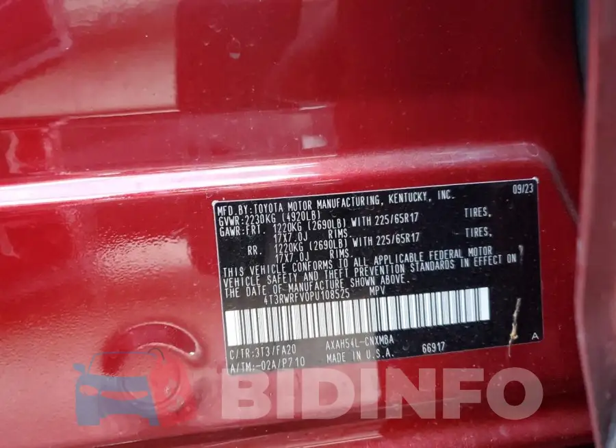 4T3RWRFV0PU108525 Photo# 12