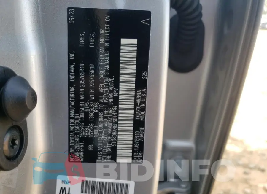 5TDKDRAH6PS041794 Photo# 13